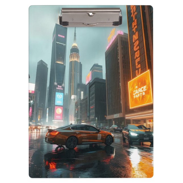 Pranchetas Carros da cidade de arranha-céu Cyberpunk (Frente)