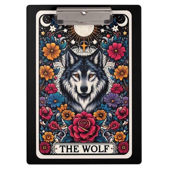 Pranchetas Carta de Tarot do Lobo | Animal Místico (Frente)
