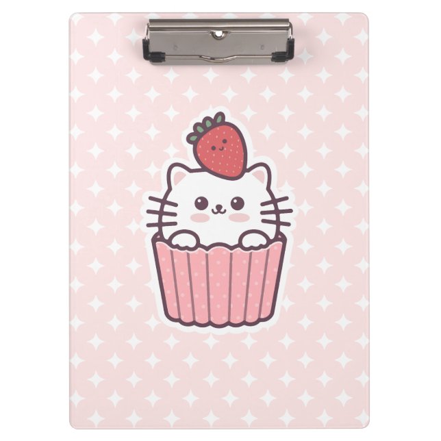 Pranchetas Cartografia de Cupcake de Gato de Morango Cute Kaw (Frente)