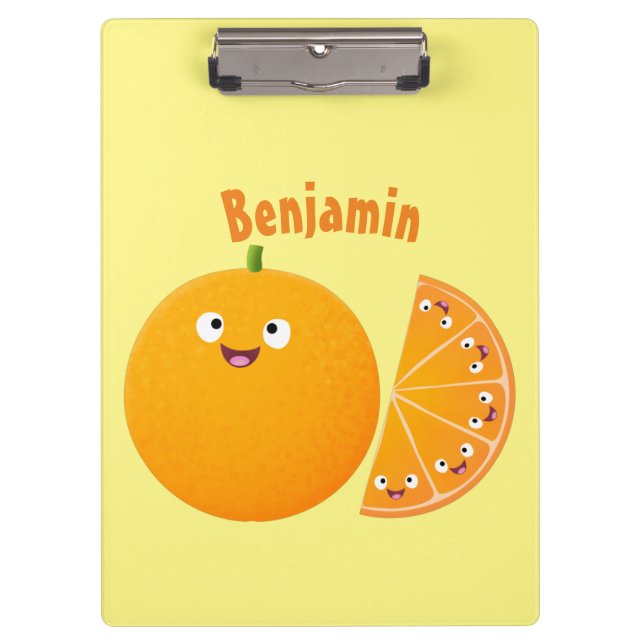 Pranchetas Cartoon de fruta de citros de laranja feliz (Frente)