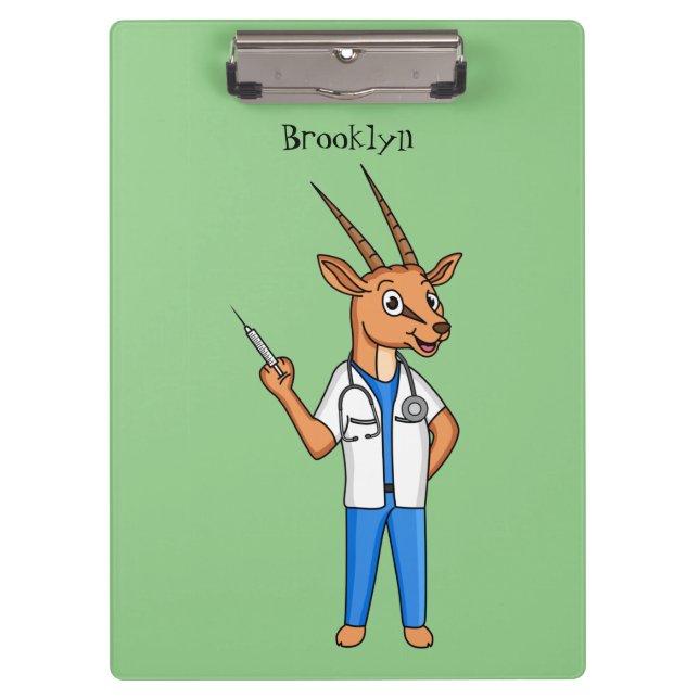 Pranchetas Cartoon médico de antílope Gemsbok (Frente)