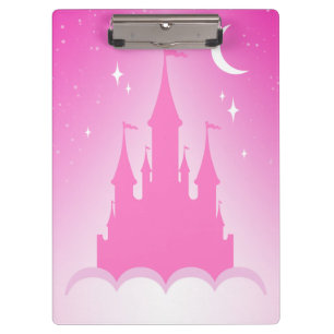 Pranchetas Castelo sonhador cor-de-rosa no céu estrelado da