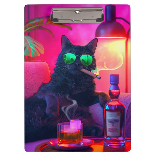 Pranchetas Cavalheiro Bebendo Gato Whiskey | Bar engraçado (Frente)