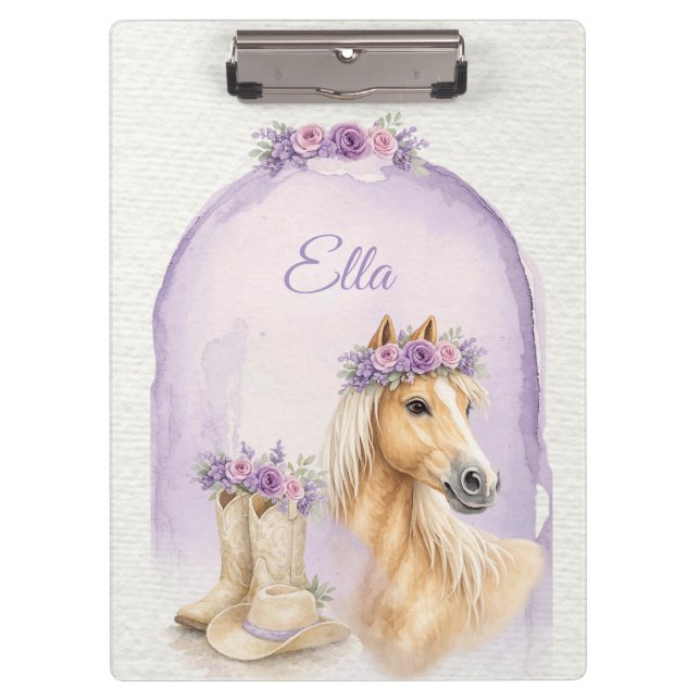 Pranchetas Cavalo Floral Roxo para Meninas (Frente)