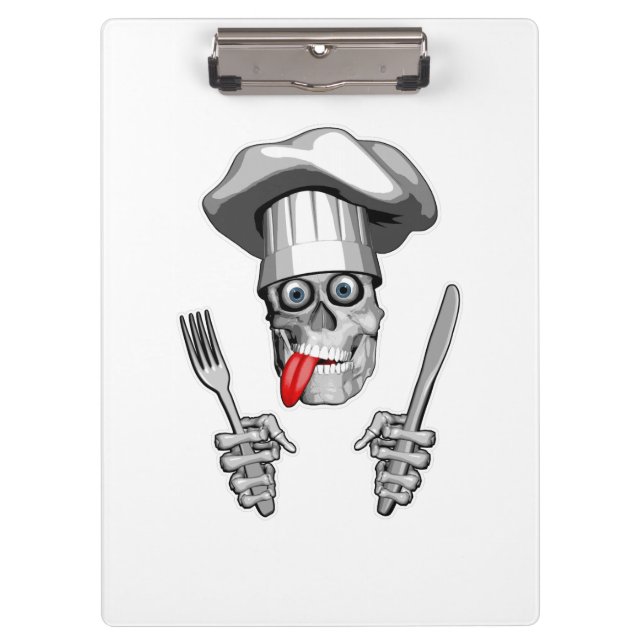 Pranchetas Caveira do Chef: Faca e Fork (Frente)
