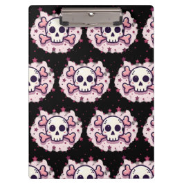 Pranchetas Caveira e Ossos Cruzados Rosa Pastel