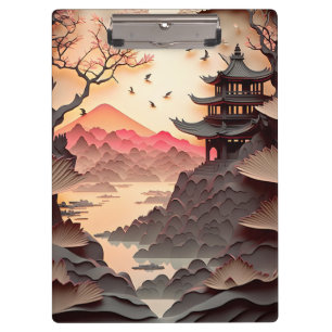 Pranchetas Cena Chinesa Antiga Papel Castanho Cortado