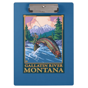 Pranchetas Cena da pesca com mosca - rio do Gallatin, Montana