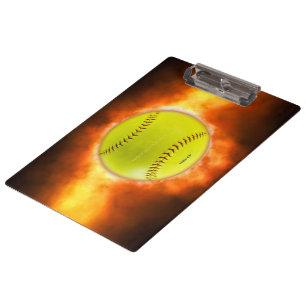 Pranchetas Chamas de bola de fogo de softball amarelo do Slip