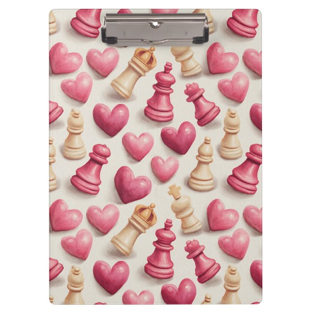 Pranchetas Chess & Hearts Valentines Pattern (Frente)