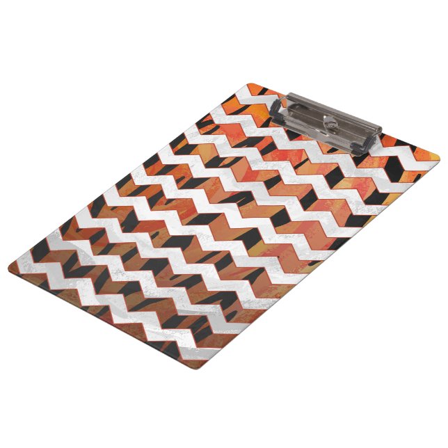 Pranchetas Chevron Tiger - Laranja quente e Impressão preto (Inclinado)