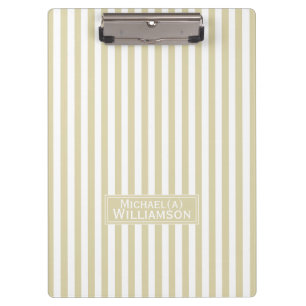 Pranchetas Chic Beige Ecru White Striped: Trendy Personalizad
