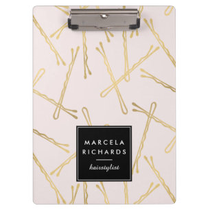 Pranchetas Chic Dourada Bobby Pins Hair Stylist Salon Rosa