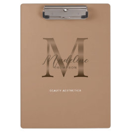 Pranchetas Chic Script Metallic Taupe Gold Monogram