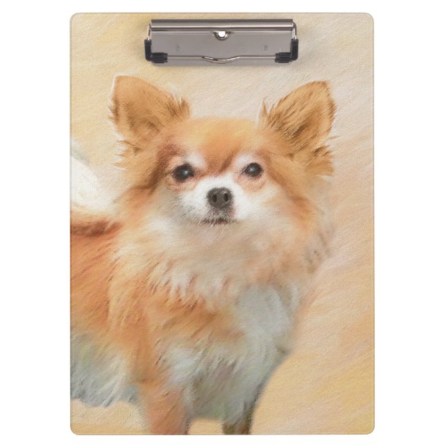 Pranchetas Chihuahua Pintura De Cachorro De Cabelo Longo (Frente)