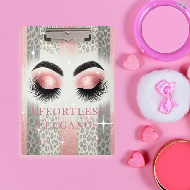 Pranchetas Cílios de Purpurina Rosa Glam Blush  (Glam pink glitter lashes clipboard — chic gift for bachelorette, bridal party, or birthday.

)
