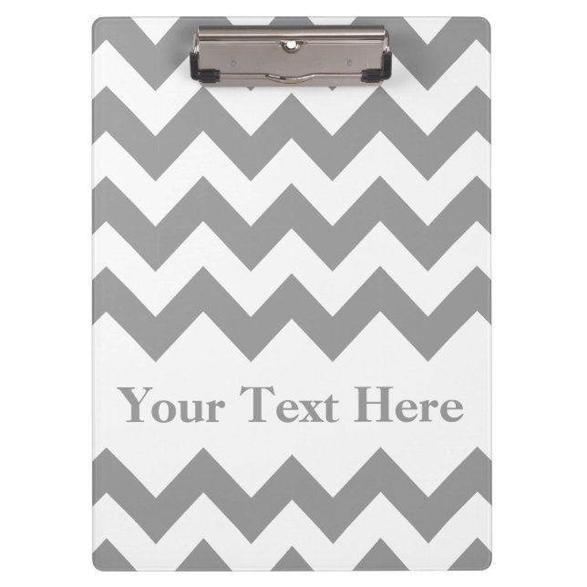 Pranchetas Cinza Bold Chevron com texto personalizável (Frente)