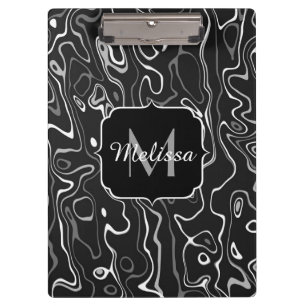Pranchetas Cinza branca preta damascus abstrato swirls Monogr