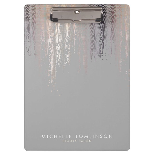 Pranchetas Cinza de Padrão de Chuva de Confetti Blush Luxe (Frente)