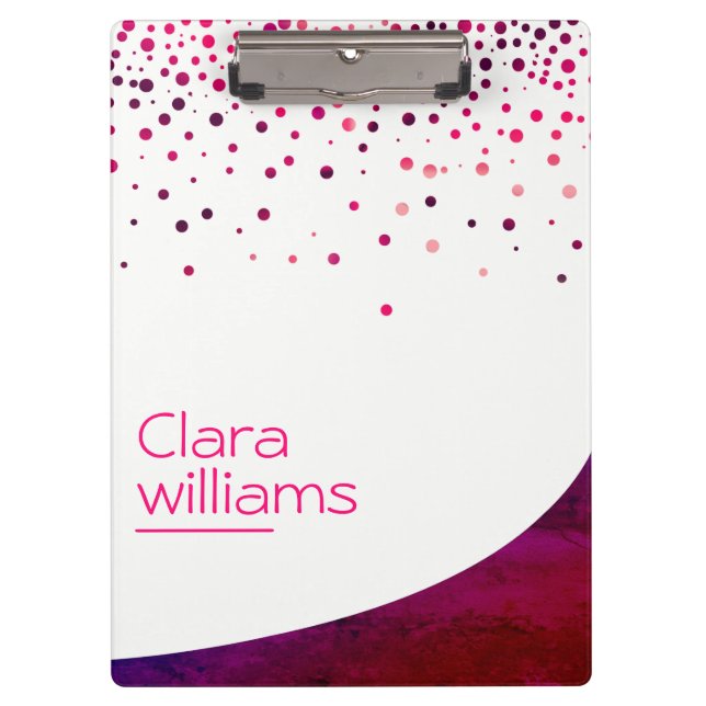 Pranchetas Cinza Rosa Faux Sparkle Confetti Moderno (Frente)