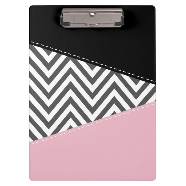 Pranchetas Cinza Zigzag, Cinza Chevron, Zigzag Patterno, Rosa (Frente)