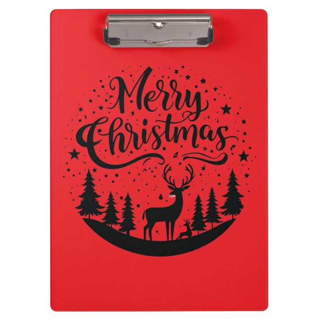 Pranchetas Clássico, Feliz Vestido de Natal e Design de Árvor (Frente)