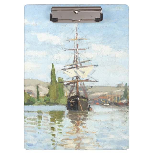 Pranchetas Claude Monet. Navios a voar no Sena em Rouen (Frente)
