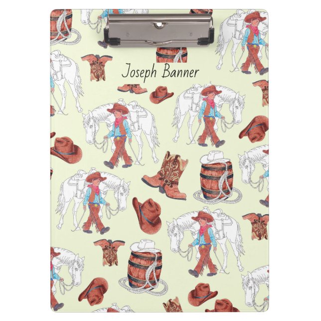 Pranchetas Clip-Conselho Cowboy e Cavalo (Frente)