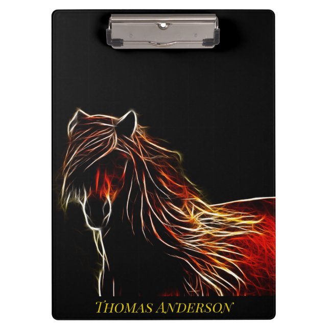 Pranchetas Clipboard de Cavalo Fractal Castanho (Frente)