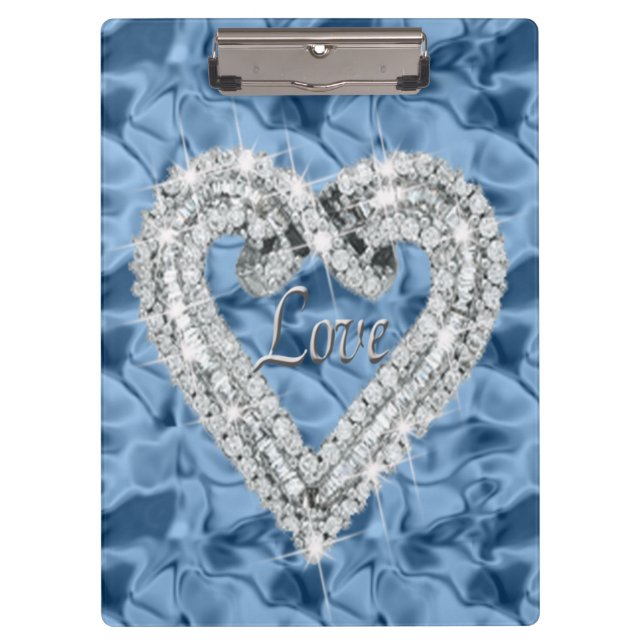 Pranchetas Clipboard Love Blue Diamond Heart (Frente)