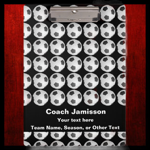 Pranchetas Clipboard preto com padrão de bola de futebol par
