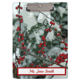 Pranchetas Clipboard Red Winter Berries Christmas