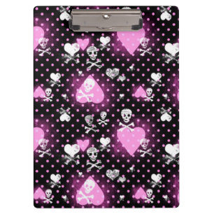 Pranchetas Clipboard/Skulls, Crossbones, Corações e Bolinha