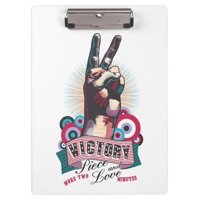 Pranchetas Clipboard – Victory Peace & Love Pop-Art Design (Frente)