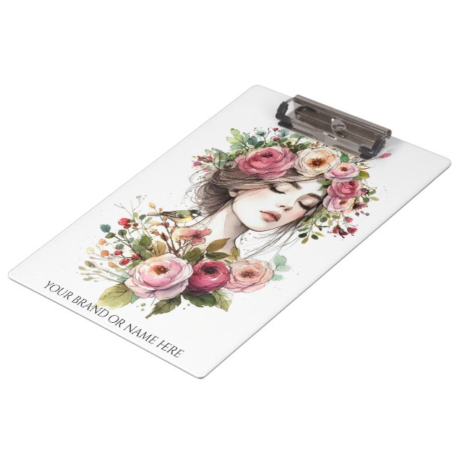 Pranchetas Clipboard Women with Roses-Wreath (Inclinado)