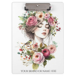Pranchetas Clipboard Women with Roses-Wreath