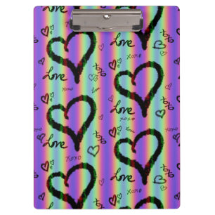 Pranchetas Clipboard Xoxo Heart Stripe Scribble Love