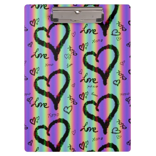 Pranchetas Clipboard Xoxo Heart Stripe Scribble Love (Frente)