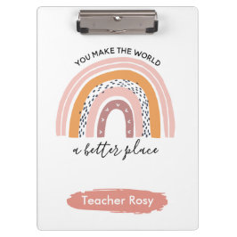 Pranchetas Clipboards de professor Boho Rainbow Pink Personal