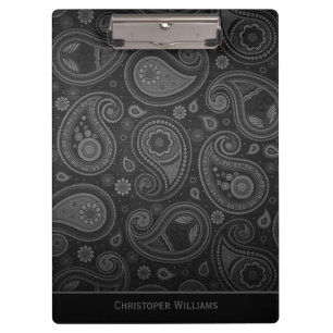Pranchetas Clipe personalizado paisley preto elegante