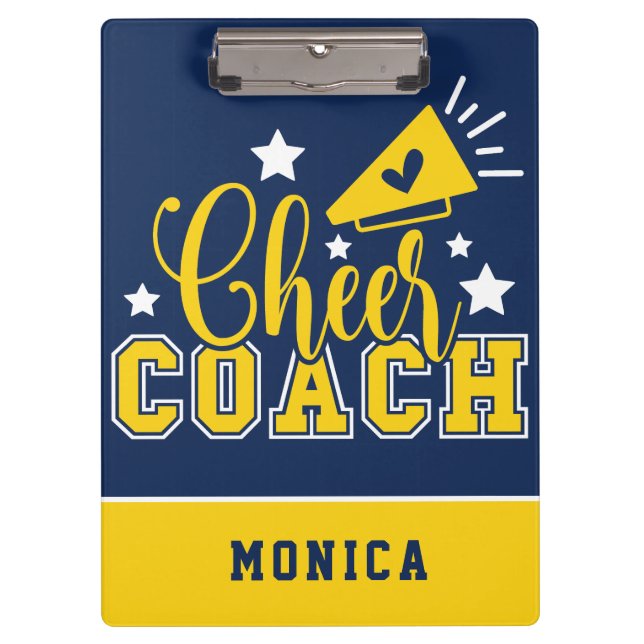 Pranchetas Coach Branco Personalizado Azul e Amarelo (Frente)