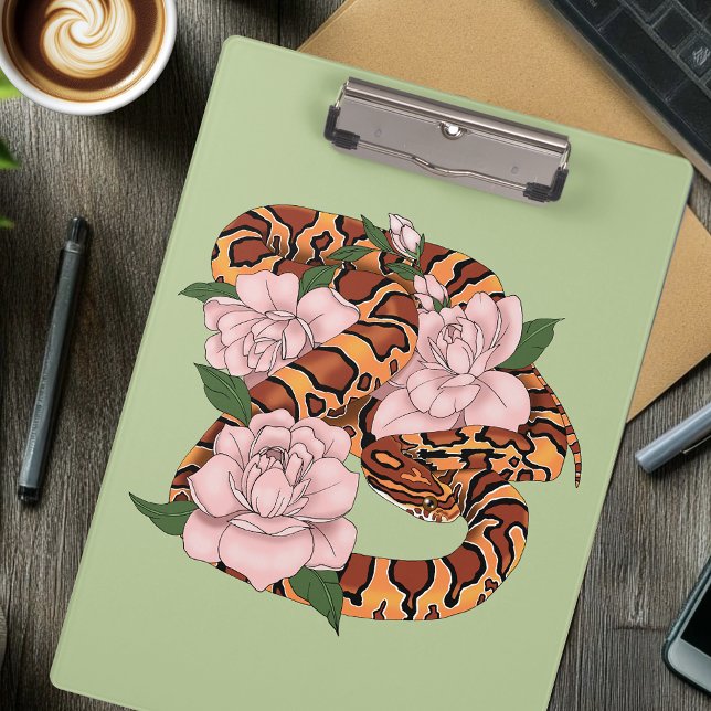 Pranchetas Cobra de Milho Vibrante Flores de Peônia Rosa Verd (Criador carregado)