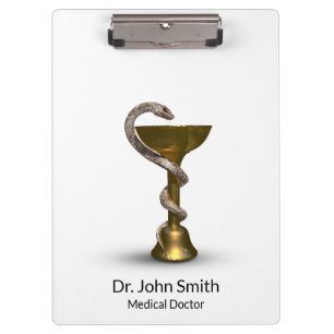 Pranchetas Cobra Médica - Bowl Hygieia White Caduceus Bronze