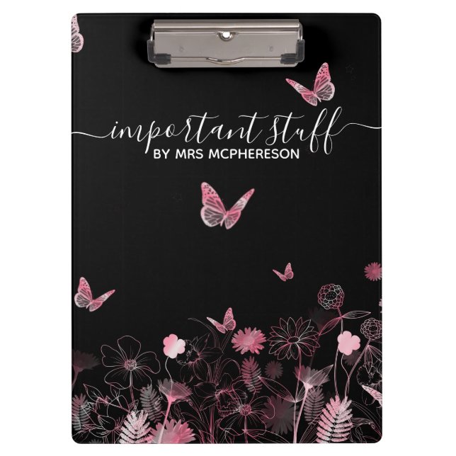 Pranchetas Coisa importante Campo de flores com borboletas (Frente)