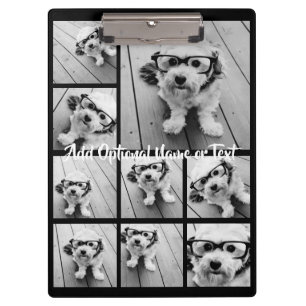 Pranchetas Colagem ao Quadrado de Fotos Preto 9 - com branco