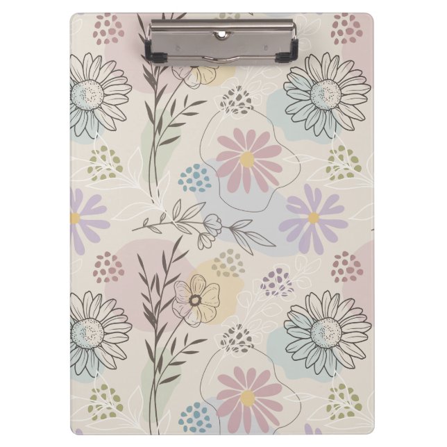 Pranchetas Colagem de Flores Silvestres Pastel – Geométrico F (Frente)