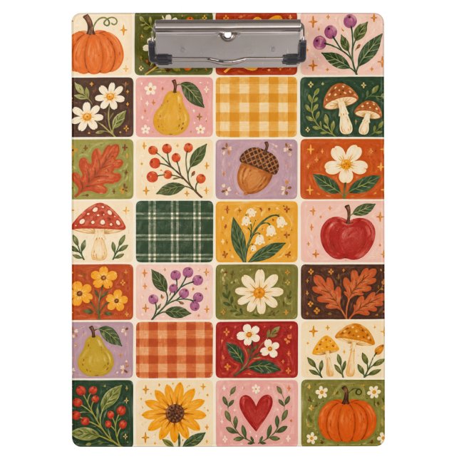 Pranchetas Colheita de Outono Floral Patchwork – Rústico F (Frente)