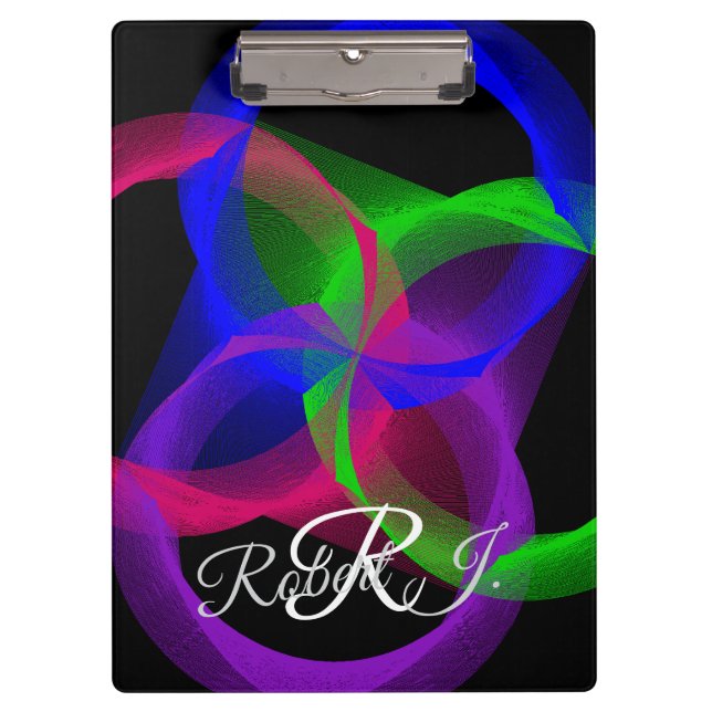 Pranchetas Colorful Circular Blend Geometric Clipboard (Frente)