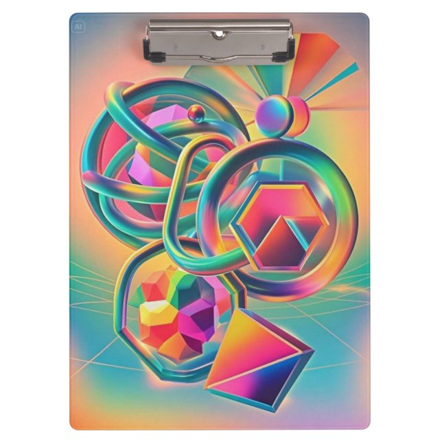 Pranchetas Colorida Vibrante e trabalho de arte abstrato (Frente)