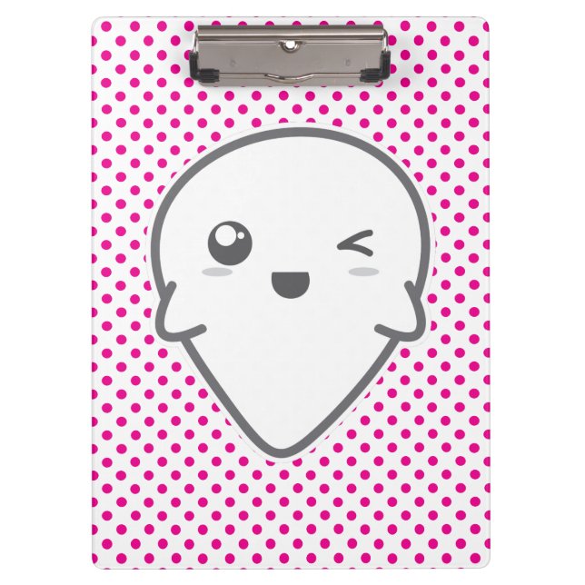 Pranchetas Conselho Kawaii Winking Ghost Clip (Frente)